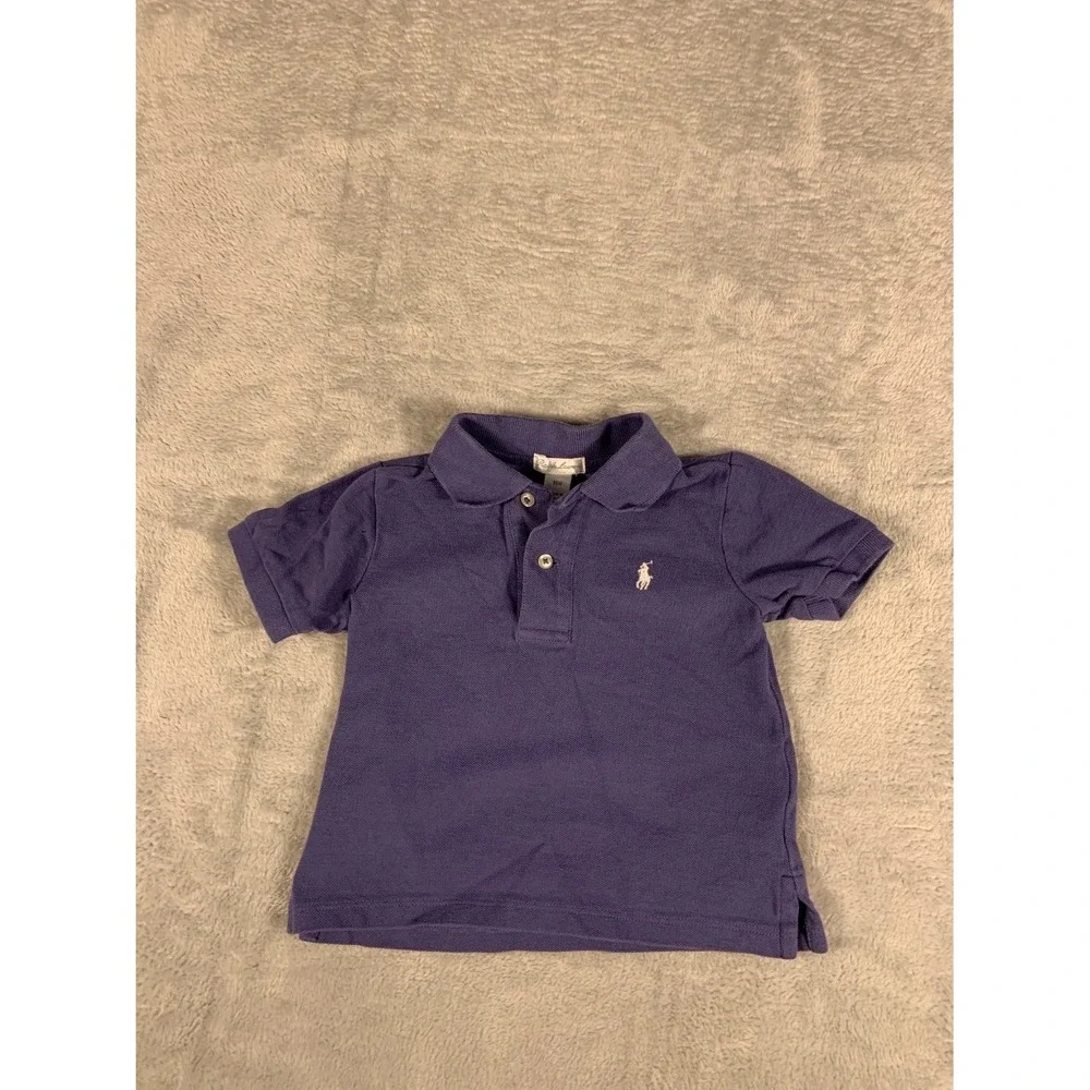 Polo Ralph Lauren Toddler Boys Short Sleeve Shirt Purple 18M 100% Cotton